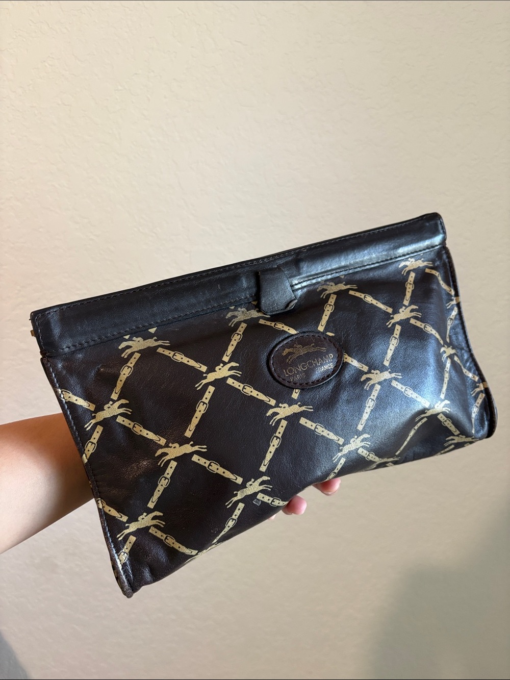 Longchamp Leather Logo Clutch